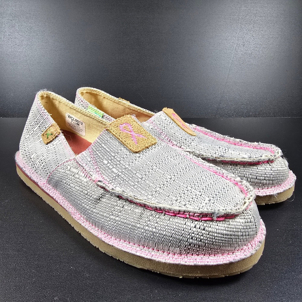 Twisted X WCL0012 Moccasins Womens 7.5 Grey Pink Ribbon ecoTWX Slip On Loafers - Picture 5 of 12